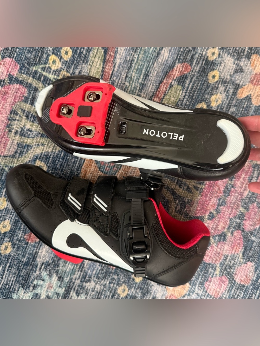 Peloton Women's or Men's Cycling Sneakers in Black, White and Red Accents Sz 39